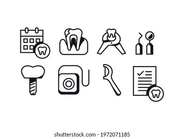 set of dentist tool icons vector