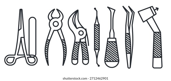 Conjunto de herramientas de dentista Ilustración de Vectores