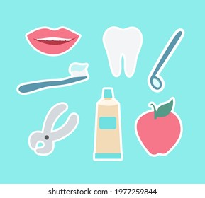 set of dentistry equipment vector health icon