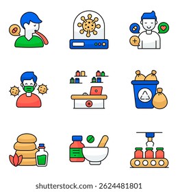 Conjunto de iconos planos de odontología