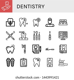 Set of dentistry icons such as Tooth, Dental implant, Healthy tooth, Dentist, Braces, Dentist tools, Dental drill, Electric toothbrush, Toothbrush, Dental insurance , dentistry