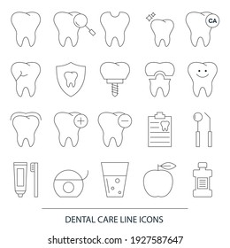 Set of Dentistry Line Icons for website and mobile site and apps. Dental services.