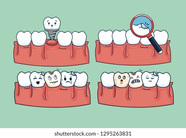 set dentistry treatment hygiene with medical equipment