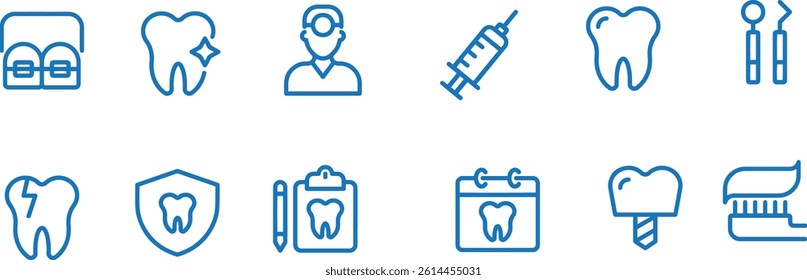 set of dentistry vector lined icons , 