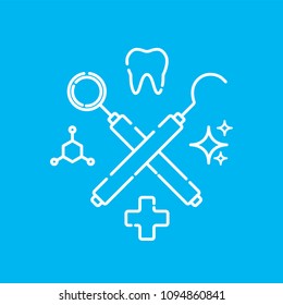 Set of dentist's tools. Dental care logo. Vector outline illustration.