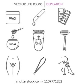 The set of depilation icons. Perfect for beauty salon, wax and depilation bar. 