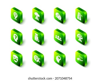 Set Depression, Addiction to the drug, Metronome with pendulum, Head question mark, Solution problem, Users group, Broken heart or divorce and Psychology, Psi icon. Vector