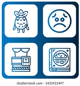 Set of depression icons such as Sad, Slimming belt, Psychology , depression
