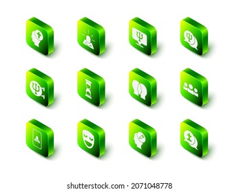 Set Depression, Psychology, Psi, Users group, Graves funeral sorrow, Bipolar disorder, Addiction to the drug and Comedy theatrical mask icon. Vector
