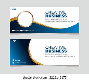 Juego de plantillas exclusivas de banner de diseño. Oro y color azul. Adecuado para medios sociales, anuncios web y negocios digitales.