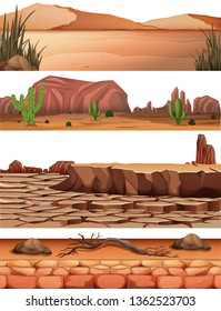 Set of desert land illustration