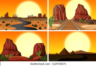 Eine Reihe von Landschaftsbildern der Wüste