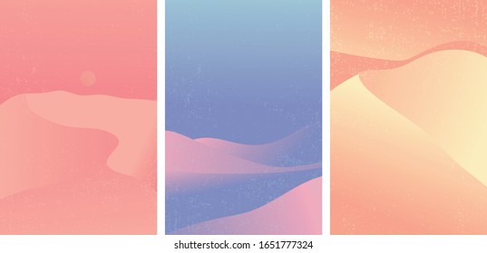Conjunto de vectores de patrones del desierto. Paisaje con un color degradado popular.