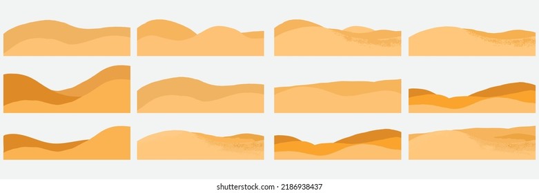 Set of Desert sand vector illustration landscape