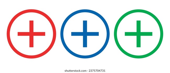 set design 3d render of a plus sign vector, plus symbol with circle multicolour