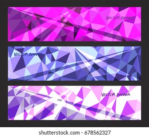 A set design of abstract modern vector bright horizontal web banner colorful with shiny polygonal background illustration