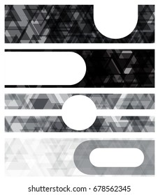 A set design of abstract modern vector bright horizontal web banner black and white with shiny polygonal background illustration