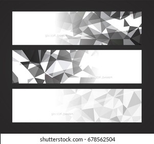 A set design of abstract modern vector bright horizontal web banner colorful with shiny polygonal background illustration
