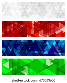A set design of abstract modern vector bright horizontal web banner colorful with shiny polygonal background illustration