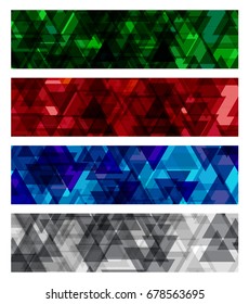 A set design of abstract modern vector bright horizontal web banner colorful with shiny polygonal background illustration