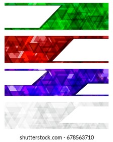 A set design of abstract modern vector bright horizontal web banner colorful with shiny polygonal background illustration