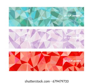 A set design of abstract modern vector bright horizontal web banner colorful with shiny polygonal background illustration