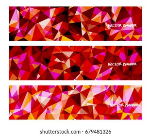A set design of abstract modern vector bright horizontal web banner colorful with shiny polygonal background illustration