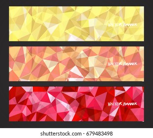 A set design of abstract modern vector bright horizontal web banner colorful with shiny polygonal background illustration
