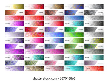 A set design of abstract modern vector bright horizontal web banner colorful with shiny polygonal background illustration