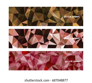 A set design of abstract modern vector bright horizontal web banner colorful with shiny polygonal background illustration