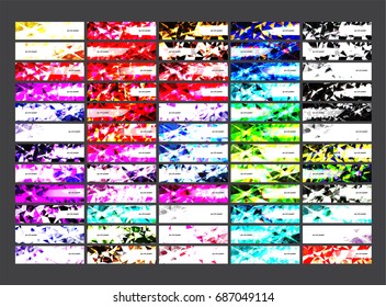 A set design of abstract modern vector bright horizontal web banner colorful with shiny polygonal background illustration