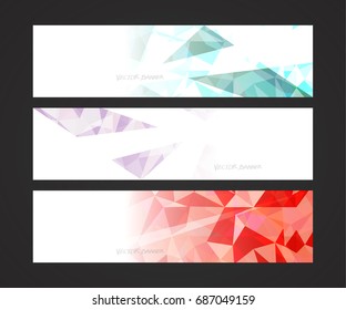 A set design of abstract modern vector bright horizontal web banner colorful with shiny polygonal background illustration
