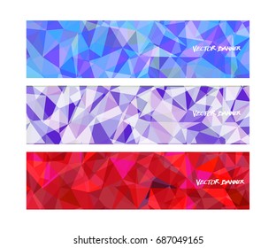 A set design of abstract modern vector bright horizontal web banner colorful with shiny polygonal background illustration