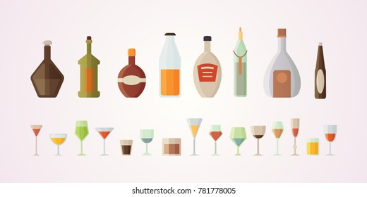 Set design alcohol bottles vector illustration