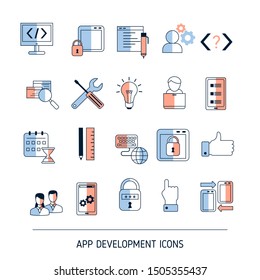 Set of design and app development icons. Vector illustration.