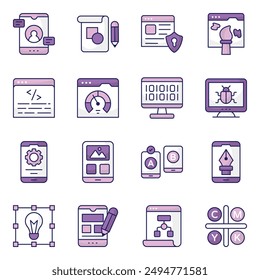 Conjunto de iconos planos de diseño y arte

