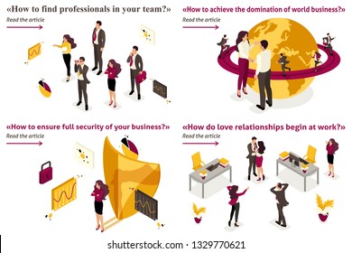 Set design article concept world domination, business under protection, love affair at work, looking for employees
