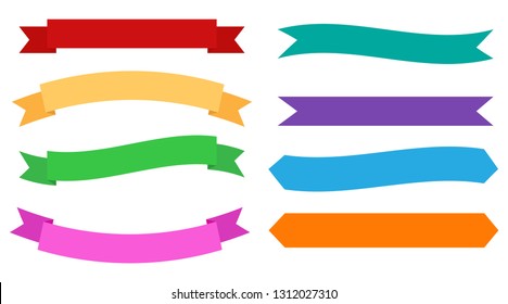 Set of design banners colorful ribbons on white background - Vector illustration