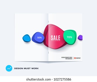 Set of design brochure, abstract annual report, horizontal cover