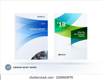 Set of design brochure, abstract annual report, horizontal cover