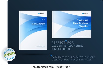 Set Of Design Brochure, Abstract Annual Report, Horizontal Cover