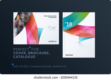 Set of design brochure, abstract annual report, horizontal cover