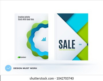 Set of design brochure, abstract annual report, horizontal cover