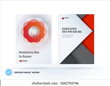 Set of design brochure, abstract annual report, horizontal cover