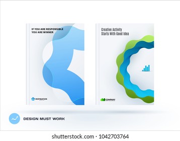 Set of design brochure, abstract annual report, horizontal cover