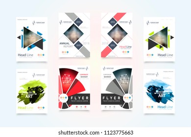 Set of design of brochure, abstract annual report, cover modern layout, flyer Abstract presentation templates. Flyer text font. Ad flyer text. White a4 brochure cover design.