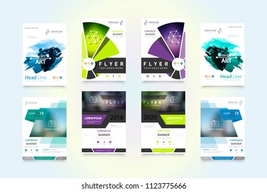 Set of design of brochure, abstract annual report, cover modern layout, flyer Abstract presentation templates. Flyer text font. Ad flyer text. White a4 brochure cover design.