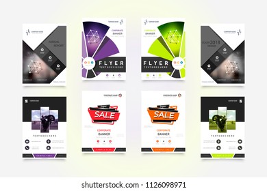 Set of design of brochure, abstract annual report, cover modern layout, flyer.
