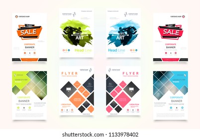 Set of design of brochure, abstract annual report, cover modern layout, flyer Abstract presentation templates. Flyer text font. Ad flyer text. White a4 brochure cover design.