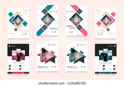 Set of design of brochure, abstract annual report, cover modern layout, flyer Abstract presentation templates. Flyer text font. Ad flyer text. White a4 brochure cover design.